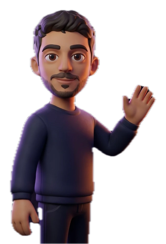 Matteo as a collectible 3D figure, waving
